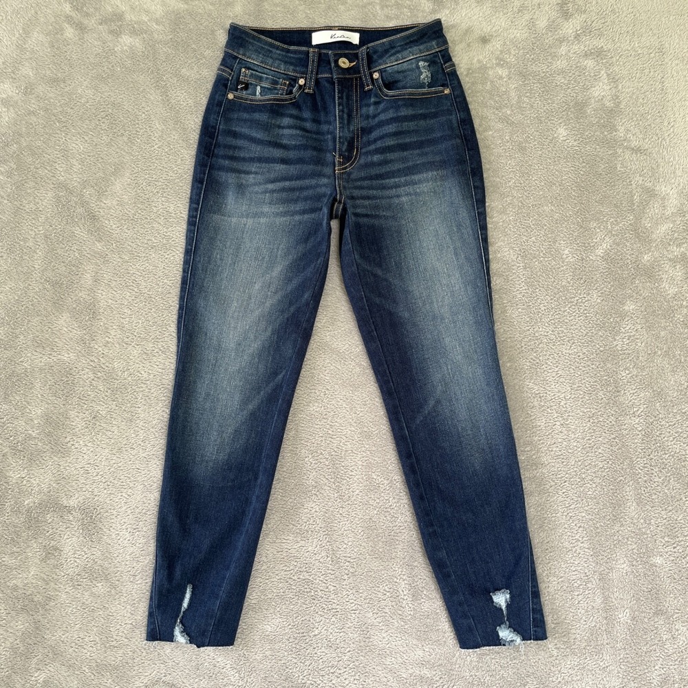 Kancan Jeans Womens 24 Blue Skinny‎ Ankle Dark Wash Faded Stretch Denim